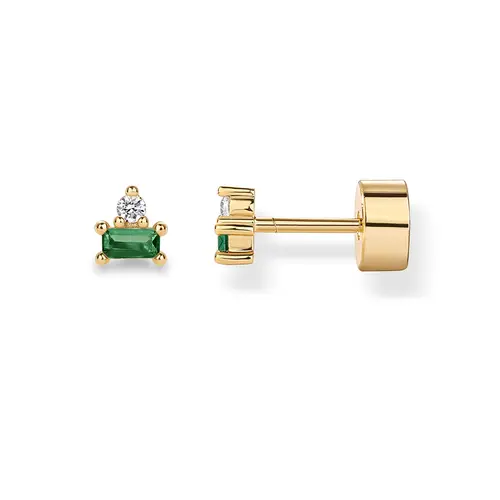 PAVOI 14K Gold Plated Sterling Silver Posts Colored Birthstone Flatback Stud Earrings for Women - Gemstone Cubic Zirconia Screwback Earrings - Dainty Helix Cartilage Piercing Jewelry