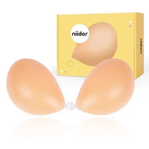 Niidor Adhesive Bra Silicone Bra Strapless Sticky Invisible bra sticky inserts push sticky cover for Backless Dress,Party, dinner party, gathering, travel, Valentine's Day White Springtok