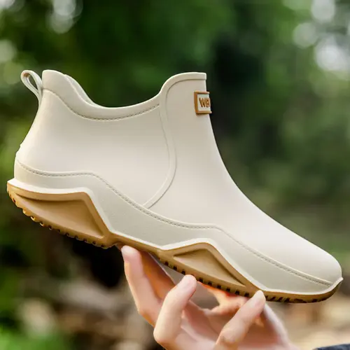 Women's Fashionable Letter Label Design Ankle Boots, Casual Waterproof Non-slip Rain Boots for Outdoor, Female All-match Round Toe Shoes for Daily Wear, Walking Shoes, Waterproof Footwear, Trendy Boots, Anti Slip Boots