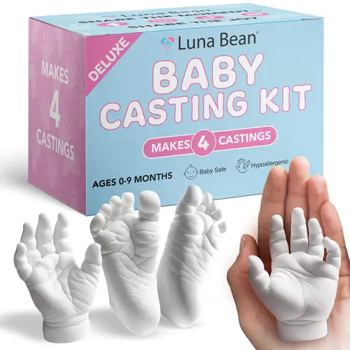 Luna Bean   4pc   Baby Hand & Foot Casting Kit – Newborn Keepsake, Baby Shower, New Parent Gift Milestone, Gifts for Mom, Hypoallergenic Moms Instructions