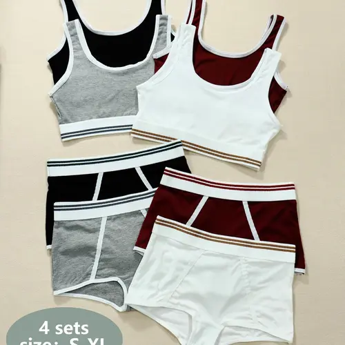 Women's Lingerie Set Basic, High Waist Fitted Bra and Panties, Wireless Full Coverage, Breathable Casual Style, All Seasons Comfort