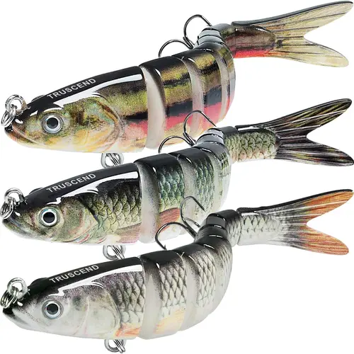 TRUSCEND Swimmax Easy Catch Sinking Treble Hook Fishing Lures with BKK Hooks - Wiggling, Vibrating, Rattling, Gurgling - Heavy-Duty Dyneema Fiber Jointed Swimbaits with Fast/Slow Retrieve, Slow-Sink Control for Bass, Trout