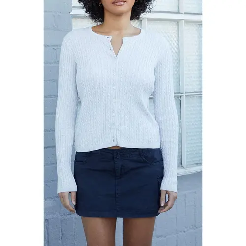 John Galt Women's Gray Zoe Cable Knit Cardigan
