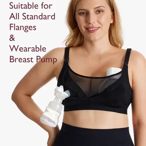 Momcozy Hands-Free Pumping Bra for Busy Moms, Soft Mesh Support C-H Cup, Nursing & Pumping in One, Fits Spectra Medela Elvie Willow Momcozy Pumps, All-Day Comfort, HF018