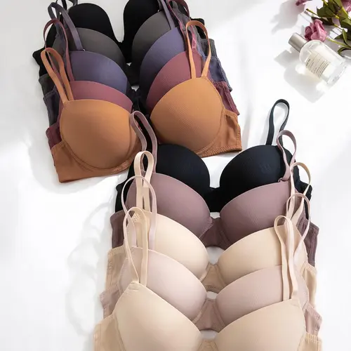Multi-Pack Bras with Underwire, Casual Fitted Nylon Bra with Adjustable Straps, Medium Support, Plain Design, All Seasons Wear Underwear, Breathable, Womenswear, Daily Wear Bra