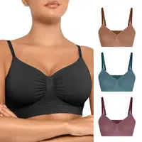 FeelinGirl Women's Wireless Bra Comfort Bralettes  Suitable for up to 44DD  No Underwire Unlined Cami Bra Seamless Tshirt Bras Sports Bra Everyday Daily Wear Breathable  SummerVibes