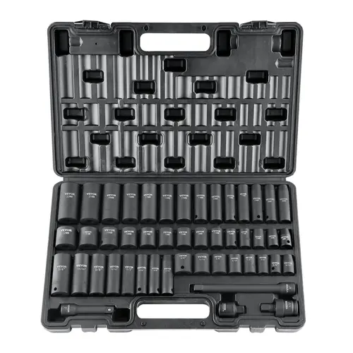 【Summerfinds】VEVOR Drive Impact Sockets Set,CR-V Tool Kits with SAE (5/16"-3/4") & Metric (8-22mm) 6-Point Sockets, Drive Extension Bar, Universal Joint, Power Drill Adapter & Storage Case for Mechanic, Automotive Tools, Tool Box, Work Tools, Mechanic Too