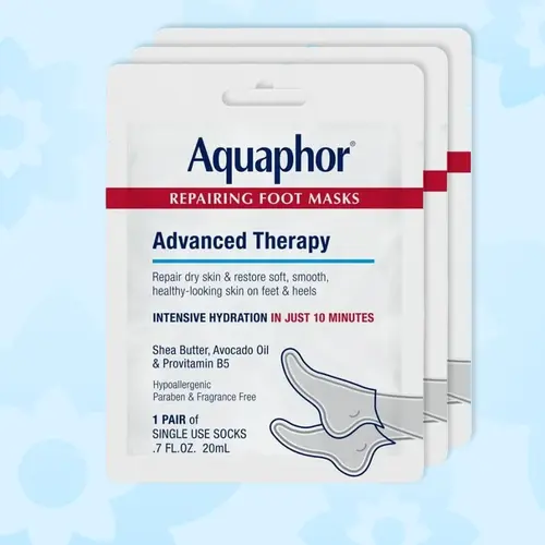Aquaphor 3-Pack Repairing Foot Masks - Fragrance-Free Moisturizing Socks with Avocado Oil, Shea Butter, Bisabolol (Hydrating, Smoothing Dry Skin Foot Care Moisturizer)