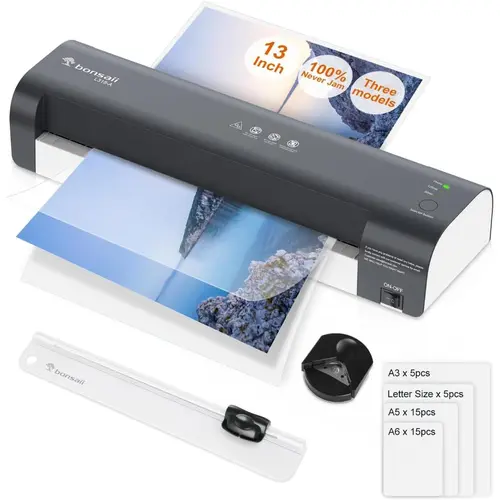 Bonsaii 13-Inch Thermal Laminator Machine L318-A with Never Jam Technology, 11x17 Laminating Capacity, Safe Reliable for Home/Office Use, Fathersdaygift Laminating Kit, Classroom Users