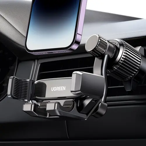 UGREEN Car Phone Holder - 360-Degree Rotatable Gravity Air Vent Mount with Vent Clip, Silicone Pad, 1-Handed Install & Vertical View, Compatible with iPhone 17/16, Samsung, Car Accessory