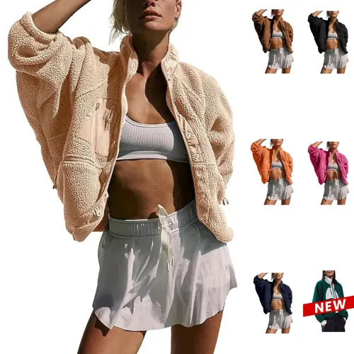Yeokou Women's Turtleneck Fleece Jacket - Long Sleeve, High Neck, Lightweight, Snap Button Coat for Nurses, Back to School Clothes, Comfy College Wear, Trending Tops, Basic Tops