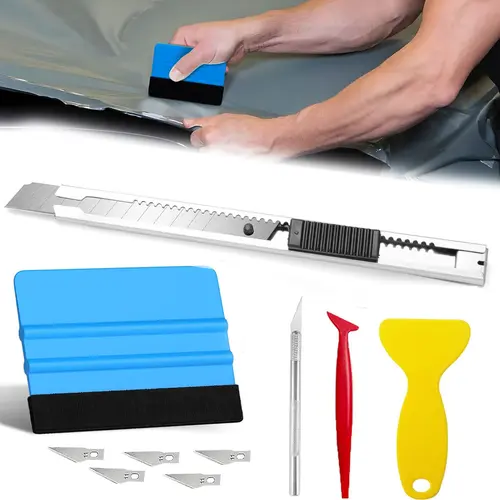 [Summer Vibes]Arespark Vinyl Wrap Tool Set Kit Window Tinting Tool Include Felt Squeegee, Retractable 9mm Utility Knife and Blades,Pre to Cut Vinyl Squeegee Rubber Corner Squeegee for Car Wrapping,Wallpaper,DIY Craft,Graphic #fathersdaygift