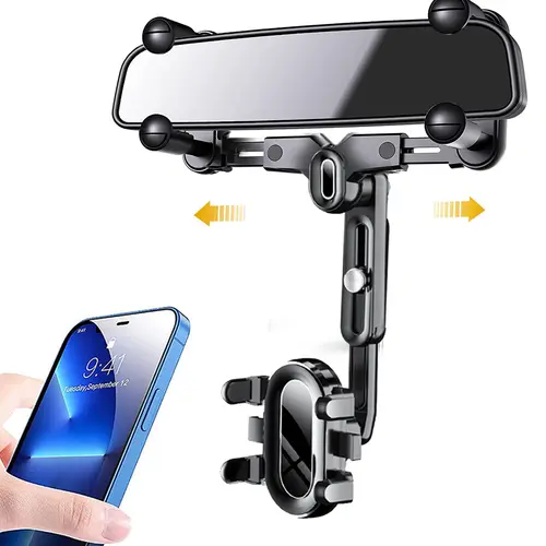 [SummerWins] Rear View Mirror Phone Holder Mount, Car Phone Bracket/Stand with 360° Swivel and Adjustable Clips, Universal Smartphone Cradle, Black For All 4-7 Inch Cell Phones #TikTokShopDealsforYouDays