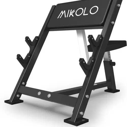 Mikolo Preacher Curl Bench with 2 Bar Holders for Home Gym - Seated Arm Isolated Barbell Dumbbell Bicep Station for Muscle Training Equipment