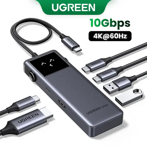 UGREEN Uno 6-in-1 Hub - Type C to 4K 60Hz HDMI Adapter, 10Gbps Speed Data + Video Hub, USB A/PD 100W Port, External Monitor Compatible for Multi OS Laptop Users (MacBook Compatible)