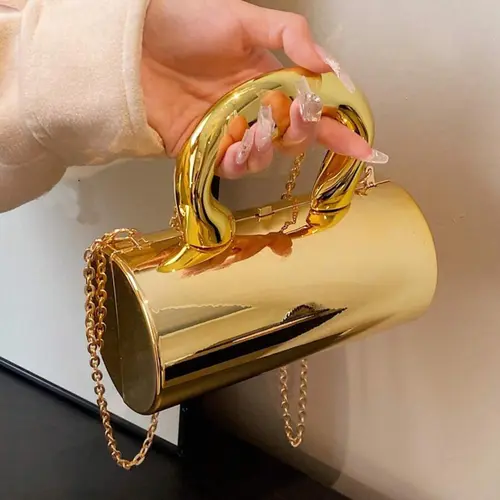 Women's Elegant Chain Strap Handbag, Exquisite Trendy Metallic-look Handbag, Fashionable Handbag for Daily Use, Daily Commuting Bag, Fashionable Evening Bag, Stylish Versatile Bag, Fashion Purses, Chain Handbags, New Fashion Handbag, Shiny Stylish Bag