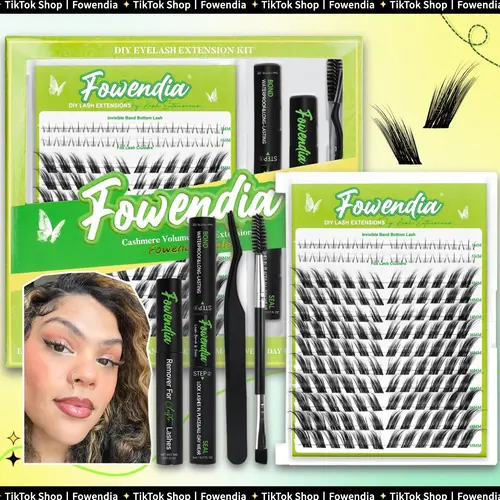 Fowendia Lashes Fox Cat Foxeyelash Eye | Waterproof Lash Clusters Kit C/D Curl DIY Extension Kit and Lash Clusters 8-18mm with Bond, Seal, Remover | Super Fine Invisible Band Lashes, Glue-Free Cat Eyelashes Lower Extensions dealsforyoudays