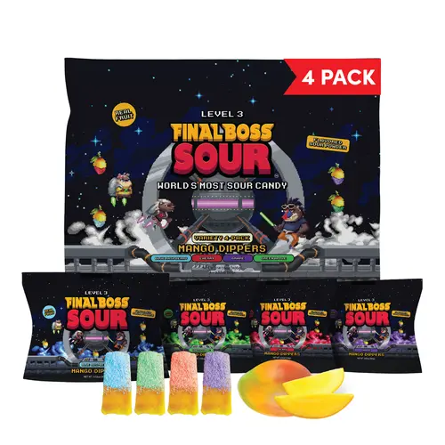 Final Boss Sour - Mango Dippers | Real Dried Fruit, Extreme Sour | Variety Pack & Singles