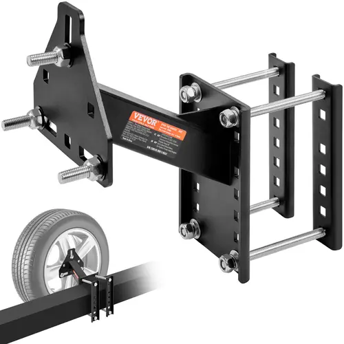 【toolupgrade】VEVOR Wrought Iron Bolt-On Spare Tire Carrier, High Load 160 lbs Capacity, Galvanized Hardware, Fits 4–8 Lug Wheels, 4-6.5 in Bolt Patterns, 3.9 in Wide, 5x5 & 5x4.5 Compatibility, Marine Trailer Mount Vehicle Accessory, Multi-Size
