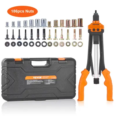 【DealsForYouDays】VEVOR Rivet Nut Tool, Various specifications, 16 inch Rivnut Tool Kit with 13PCS Metric and SAE Mandrels, 186PCS Rivet Nuts, Semi-auto Retraction, M3, M4, M5, M6, M8, M10, M12, 1/4-20, 5/16-18, 3/8-16, 1/2-13, 8-32, 10-24,father'sdaygifts