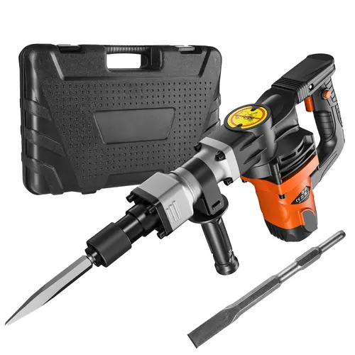 【BackToSchool】VEVOR Electric Demolition Jack Hammer Concrete Breaker with 2 Chisel Bits, Corded Power Drill for Metalworking, Home Users, Pipeline & Concrete Surfaces, Cool Motor