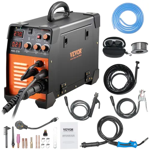 【toolupgrade】VEVOR 270A Portable Lightweight Inverter MIG Welder, 3-in-1 Digital Welding Machine (MIG/MMA/TIG), 110V/220V, Father's Day Gift, Portable Lightweight Welder