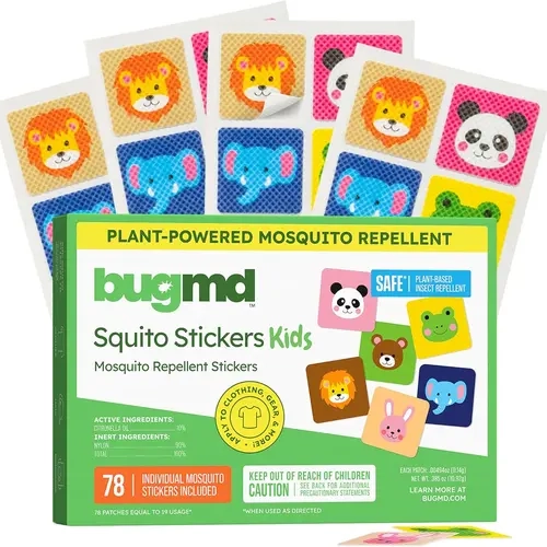 BugMD Squito Stickers Mosquito Repellent Patch Stickers for Kids Safe and Effective Insect Repellent Patches for Toddlers, Kids and Outdoor Activities