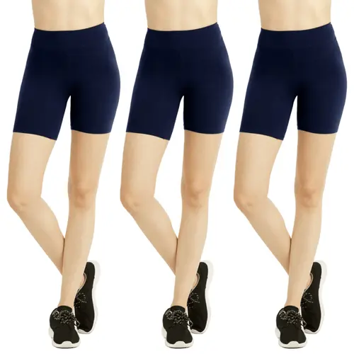 3 Pack Women's Cotton Biker Shorts 5'' Leggings High Waisted No See-Through Athletic Workout Running Cycling Volleyball Yoga Tummy Control Activewear