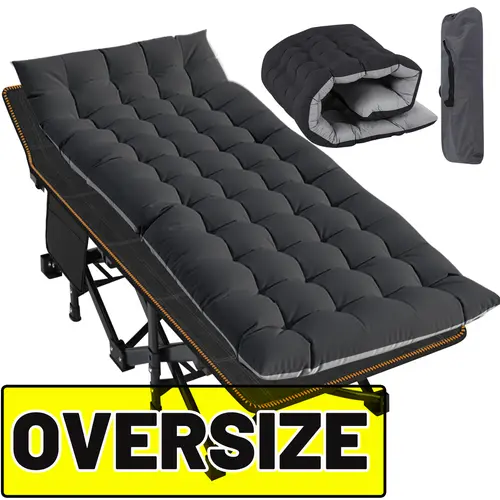 SLSY Oversized XXL Folding Camping Cot for Adults, 32'' Wide Folding Cot Bed for Sleeping with 2 Sided Mattress & Carry Bag, Tent Cot, Supports 900 lbs tiktokshopbacktoschool