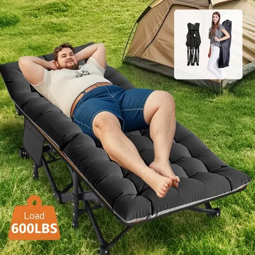 SLSY Folding Bed Cot with 3.3 inch 2 Sided Mattress, 75"x 28" Folding Sleeping Cot Guest Bed, Folding Camping Cots with Carry Bag tiktokshopbacktoschool