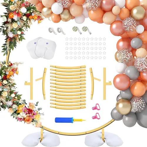 Round Backdrop Stand Metal Balloon Arch Stand 6.6ft / 7.2ft  Wedding Arch Garden Arbors Background for Wedding Baby Shower Birthday