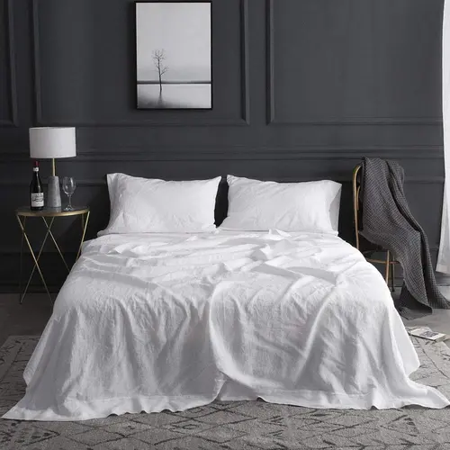 Simple&Opulence 100% Washed Linen Sheet Set, Natural France Flax Bed Sheet, Breathable,Ultra Soft,Farmhouse Bedding, Flat Sheet, Fitted Sheet, Pillowcase, memorial day,summerwins,back to school,back to school shopping,home decor, tiktokshopsummersale