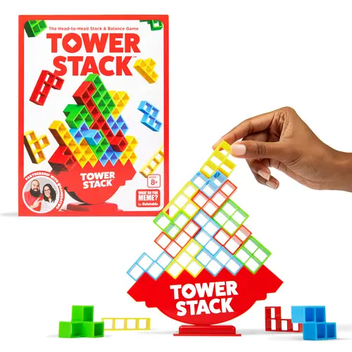 Tower Stack By Relatable, Exciting Tower Game For Kids & Adults Family Game Night, Great Building Toys Kids Games, Includes 44 Cards, 32 Blocks, 1 Tower Body, 1 Tower Stand, And Instructions