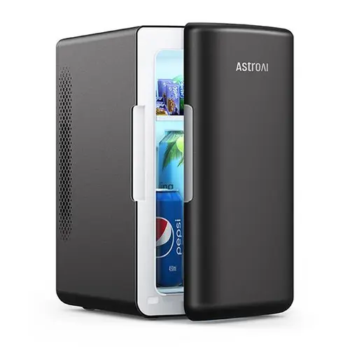 AstroAI Portable Mini Fridge - 6L/8 Cans Capacity, ABS, Lightweight, 110V AC/12V DC Cables, Ease of Handling, Cosmetic/Beverage Refrigerator for Home, Car, Small Spaces