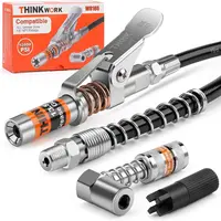 【BackToSchool】THINKWORK 12000 PSI Quick Release Grease Machine Coupler Set Car Repair Tool Automotive Maintenance Tools with 90° Grease Coupler Adaptor for Tight Spaces