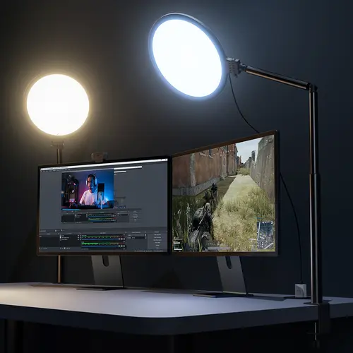 Weilisi 10.2" Desk Ring Light with Stand for Zoom Meetings, Ring Light for Desk with Clamp, 360° Rotate & Flexible Height Video Conference Light, Adjust Arm Desk Lamp Zoom light for Home Office