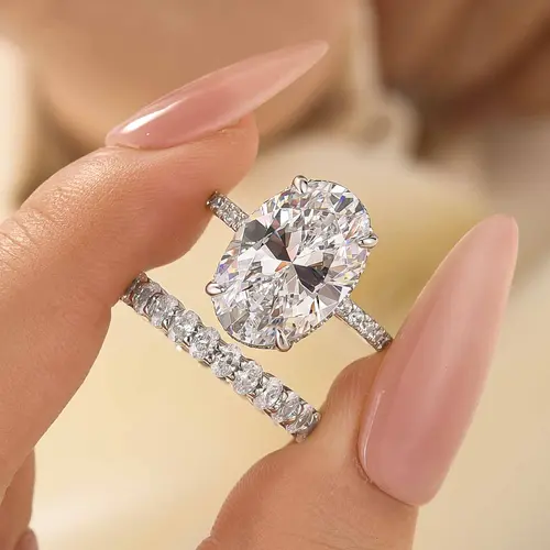 Maxine Elegant 8.0ct Oval Cut 5A Cubic Zirconia Engagement Ring Set - Women's Luxury Bridal Wedding Jewelry for Proposal, Anniversary, Engagement Rings