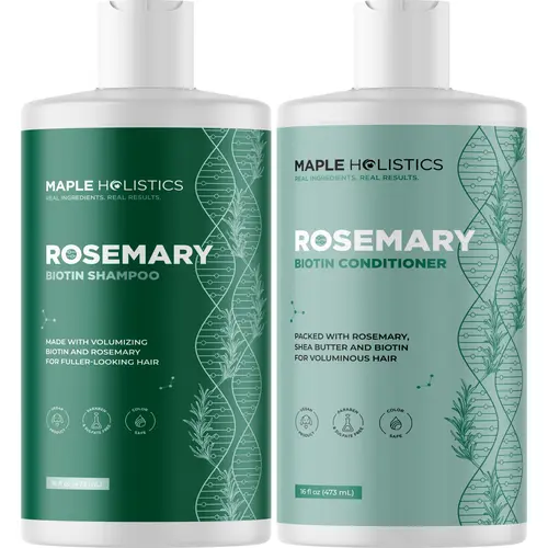 Maple Holistics Biotin & Rosemary Shampoo and Conditioner Set - Volumizing Hair Care for Thicker-Looking Hair | Scalp Invigorating Formula with Rosemary Oil | Sulfate-Free & Vegan Duo for Fine & Thinning Hair