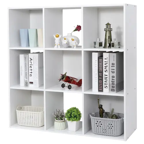 Segawe 3x3 Stackable Cube Wooden Bookcase - 35.5" Wide Solid MDF Wood Chipboard Shelves, 30lbs Capacity Per Cabinet, Home Office Storage Organizer, White Cube Storage Solutions for Books, 35.5" Wide Storage