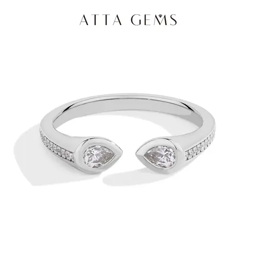 4x3mm Pear Cut Artificial Moissanite Solitaire Gem Ring, Minimal Band Simple Design, Modern Look Adults Engagement Ring, Sizes 5-10 Elegant Everyday Wear Jewelry R150