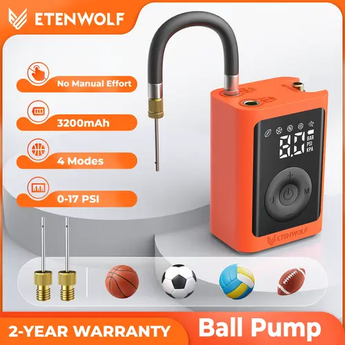 ETENWOLF P300 Plus Electric Ball Pump with Auto Stop, Pressure Gauge, Deflation Function – Portable Training Equipment for Basketball, Soccer, Volleyball (Summer Vibes, Outdoor Fun)