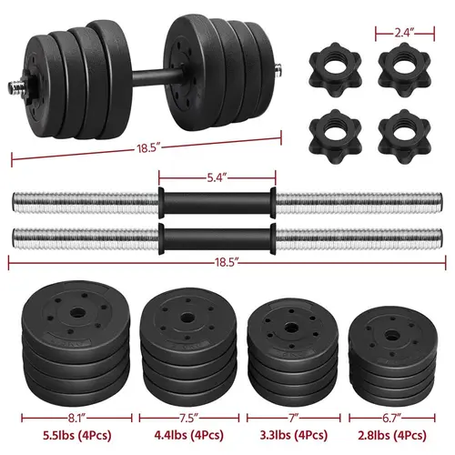 Yaheetech Adjustable Dumbbell Weight Set (33LB/44LB/55LB/66LB) - Concrete+Iron Home Exercise Equipment, Home Gym Gear with Spinlock Collars, Non-Slip Handles, Easy-to-Use Unisex Resistance Training Gym Equipment for All Fitness Levels Full Body Workout, W