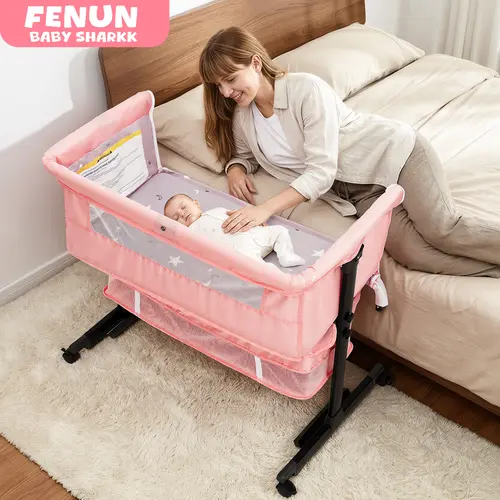 Baby Bassinet, Baby Basinet Bedside Sleeper, Easy to Fold Portable Crib Side Bassinet new Style Girl/boy bassinets, bedside bassinet