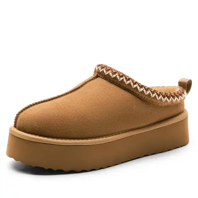 DREAM PAIRS Women's Fuzzy Warm Slippers - Genuine Suede, Fluffy Faux-Fur, Thick Sole, Cold Weather Indoor-Outdoor Cushioned Platform Slip-On, Casual Lady Slippers for Women