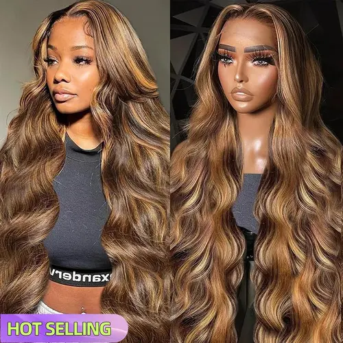 【Hot Sale】Lemoda 13x6 Full Lace Frontal Wig 180 Density Highlight Bang Ombre 13x4 Lace Front Wig Human Hair Body Wave Wig Transparent Lace Pre Plucked Honey Blonde Human Hair Wigs for Women P4/27 Color DealsforYouDays