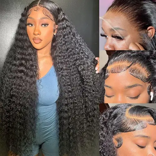 Lemoda 220% Density Curly Lace Front Wig Human 13x6 Deep Wave Frontal Wig Human Hair HD Transparent Wigs 13x4 210% density 12A Curly Wig Human Hair