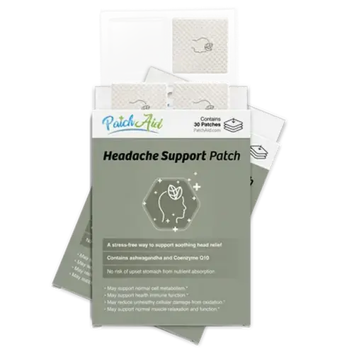 Headache Support Patch - 30 Patches for Headache Support with Ashwagandha & Coenzyme Q10 - No Nutrient Absorption Risk - Healthcare