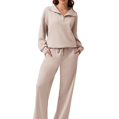 Pinspark Women's Two-Piece Sports Set Long-Sleeved Half-Zip Cardigan Sweatshirt Sports Pants Comfortable Wear Multiple Colors Sizes The product is relatively thin Runs large,back to school,back to school haul