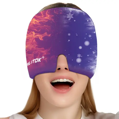 Migraine Headache Relief Cap, Gel lce Head Wrap for Tension,puffy eyes, and Stress Relief.Suitable for Home breaks, before sleep, office