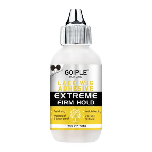 Goiple Waterproof Lace Wig Glue - 60ML Strong Hold, Fast-Drying Glue Speeds Up Styling, Glueless Apply, Beginner-Easy Use, Latex-Free Safe, Waterproof for Active Days, Transparent Hair Weft Extensions Adhesive